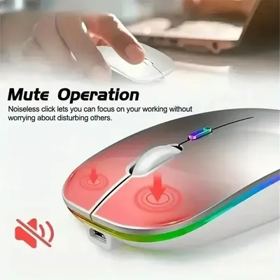 HOMEFISH PHONEPACE 듀얼 모드 무선 마우스 블루투스 2.4G 충전식 무소음 LED 백라이트 광학 마우스 노트북 PC 컴퓨터용